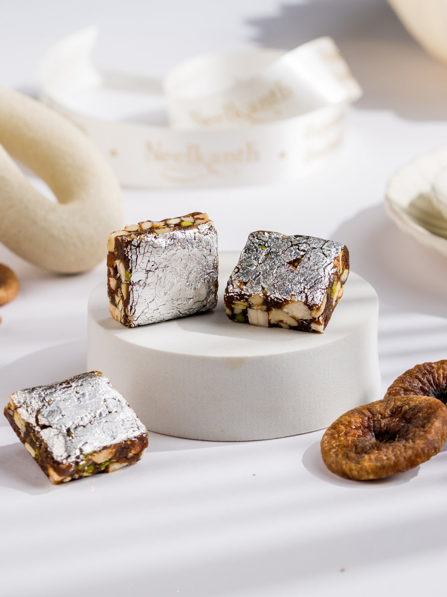Silver-Coated Fig Barfi