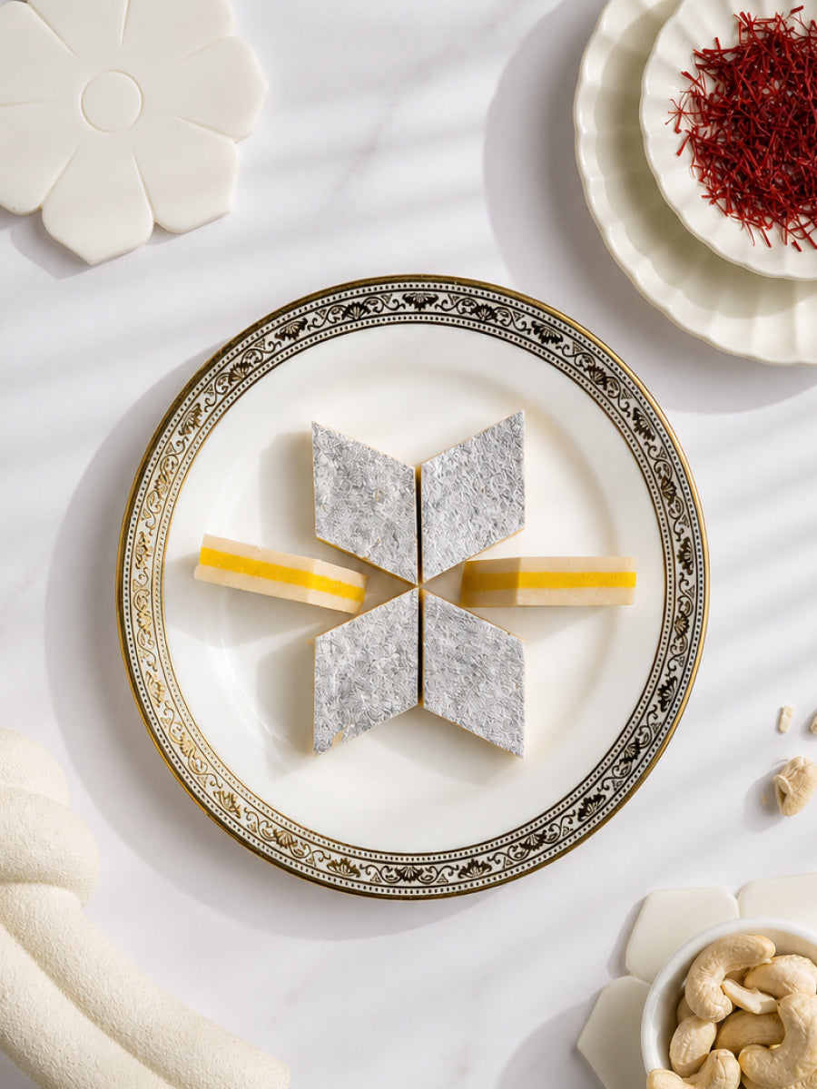 Layered Kaju Kesar Barfi