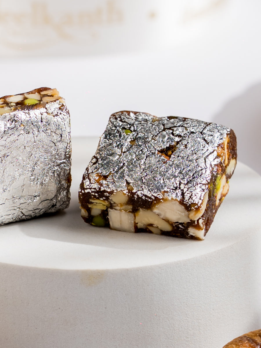 Silver-Coated Fig Barfi