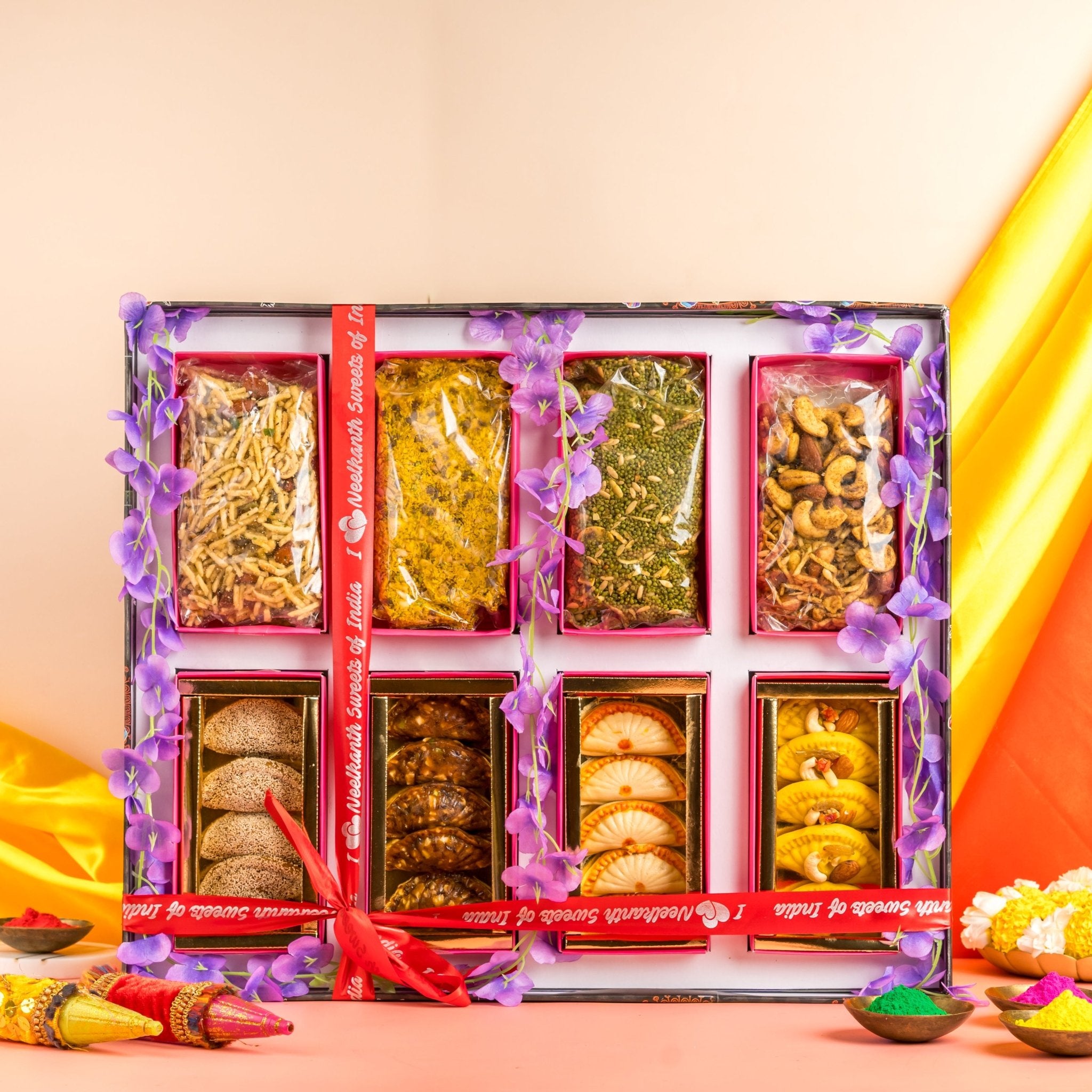 Mewa Gujiya with Namkeen Hamper Box #7 - www.neelkanthsweets.com